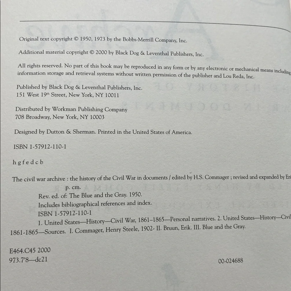 THE CIVIL WAR ARCHIVE History of the Civil War in Documents H S COMMAGER HB EUC